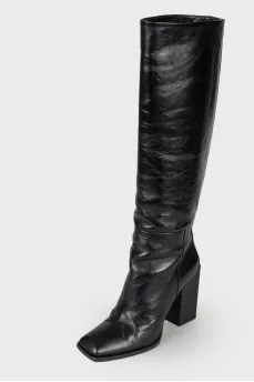 Square toe leather boots