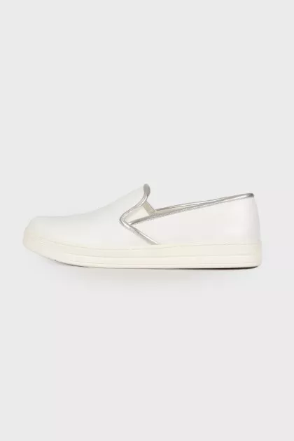 White leather slip-ons