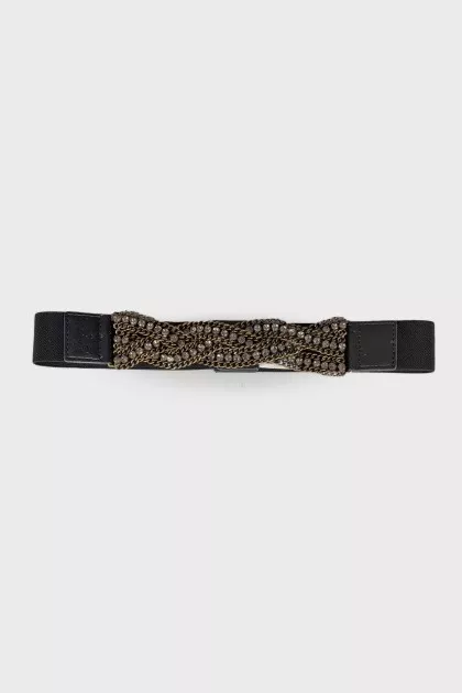 Belt decorated with a chain with rhinestones
