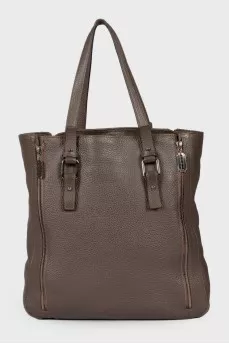 Graphite leather bag