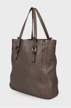 Graphite leather bag