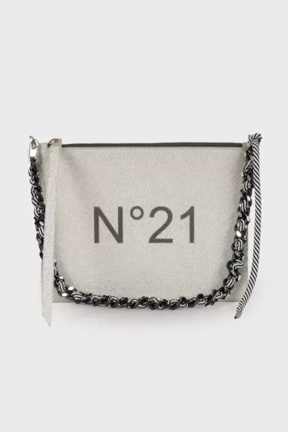 Silver bag with brand logo