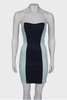 Two tone bandeau dress with tag