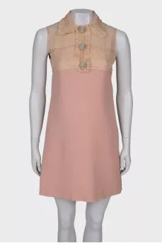 Pink dress with embellished buttons