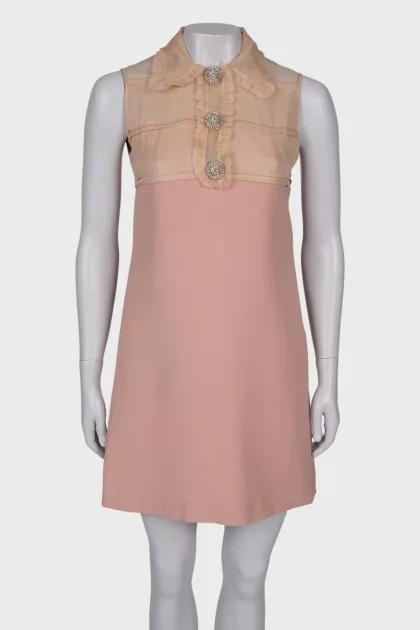 Pink dress with embellished buttons