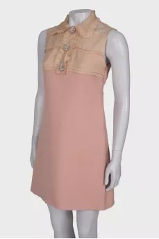 Pink dress with embellished buttons