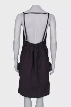 Black dress with asymmetric seam