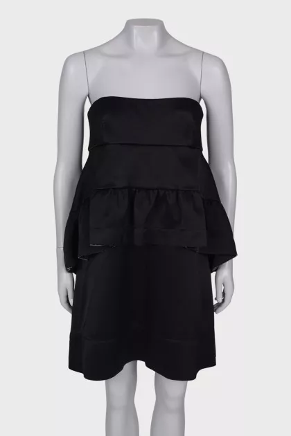 Black ruffled bandeau dress