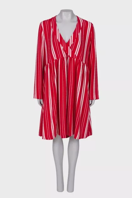 Red dress with white stripes