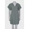 Dark turquoise V-neck dress