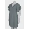 Dark turquoise V-neck dress