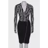 Dress in black and white print