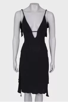 Black midi dress with frills