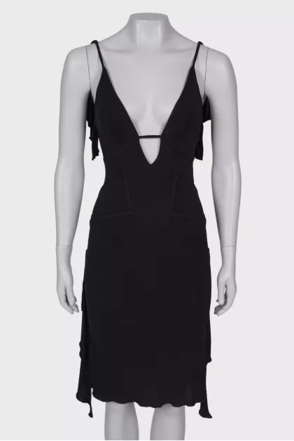 Black midi dress with frills