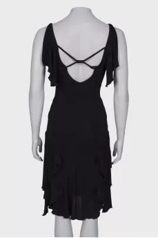 Black midi dress with frills