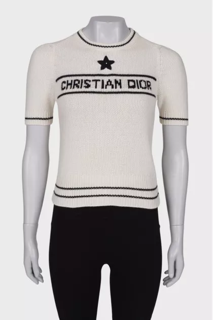 Knitted top with brand logo