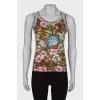 Brown top in floral print