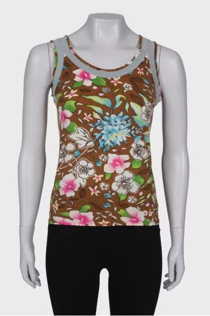 Brown top in floral print
