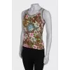 Brown top in floral print