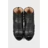 Fringed leather ankle boots