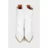 White pointed toe ankle boots