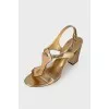 Patterned gold sandals