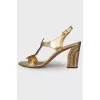 Patterned gold sandals