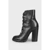 Lace-up leather ankle boots