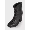Lace-up leather ankle boots