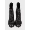 Lace-up leather ankle boots