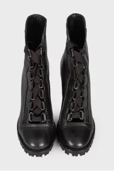 Lace-up leather ankle boots