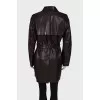 Dark brown leather trench coat