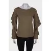 Olive ruffle sleeve blouse