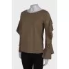 Olive ruffle sleeve blouse