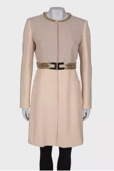 Beige coat with golden chains