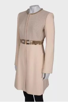 Beige coat with golden chains