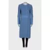 Combined blue wool coat
