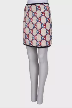 Tweed skirt with brand logo
