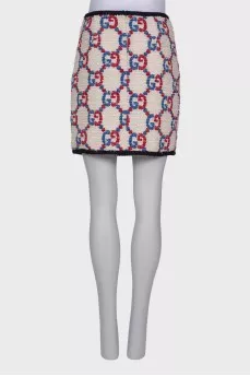 Tweed skirt with brand logo