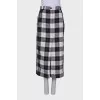 Straight check maxi skirt