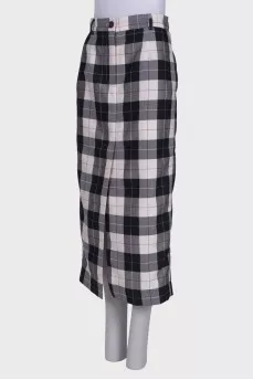 Straight check maxi skirt