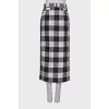 Straight check maxi skirt