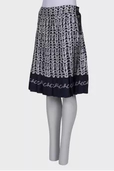 Patterned silk pleated skirt