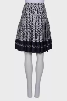Patterned silk pleated skirt