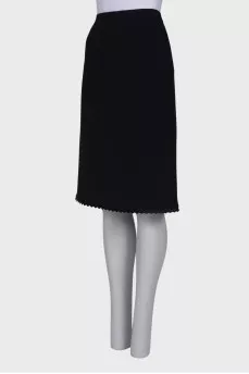 Straight black wool skirt