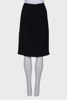 Straight black wool skirt