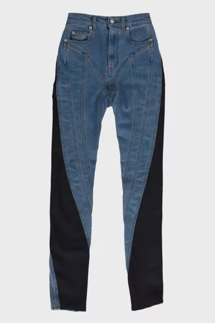 High rise combination jeans