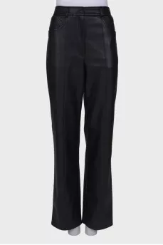 Black eco-leather trousers