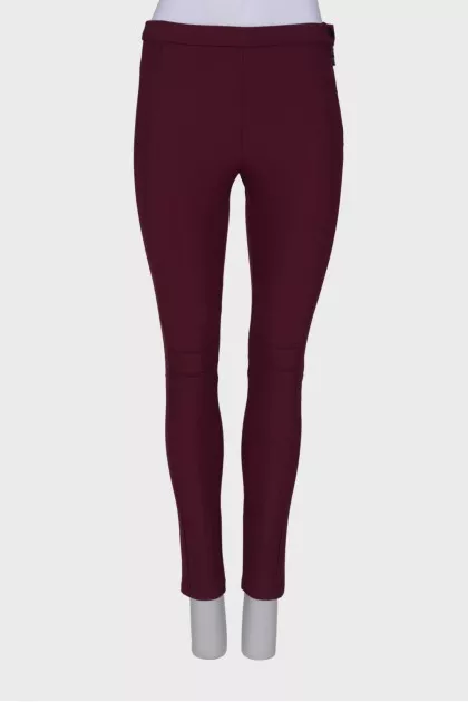 Burgundy trousers with raised seam