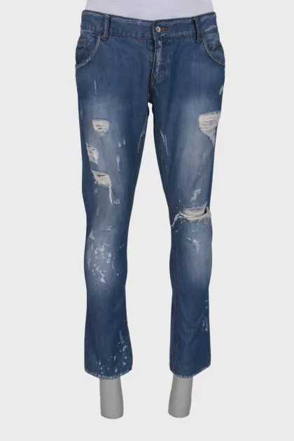 Ripped effect jeans for men